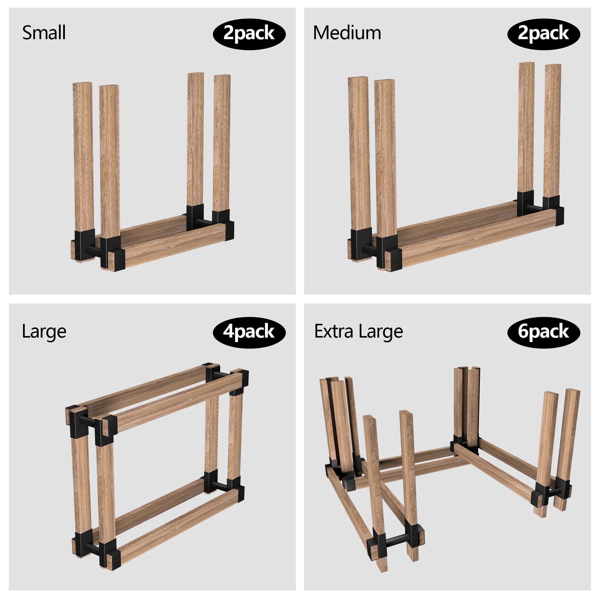 Amagabeli Firewood Bracket Log Rack Outdoor Wood Storage Fireplace Holder Model Number BG3212 & BG272