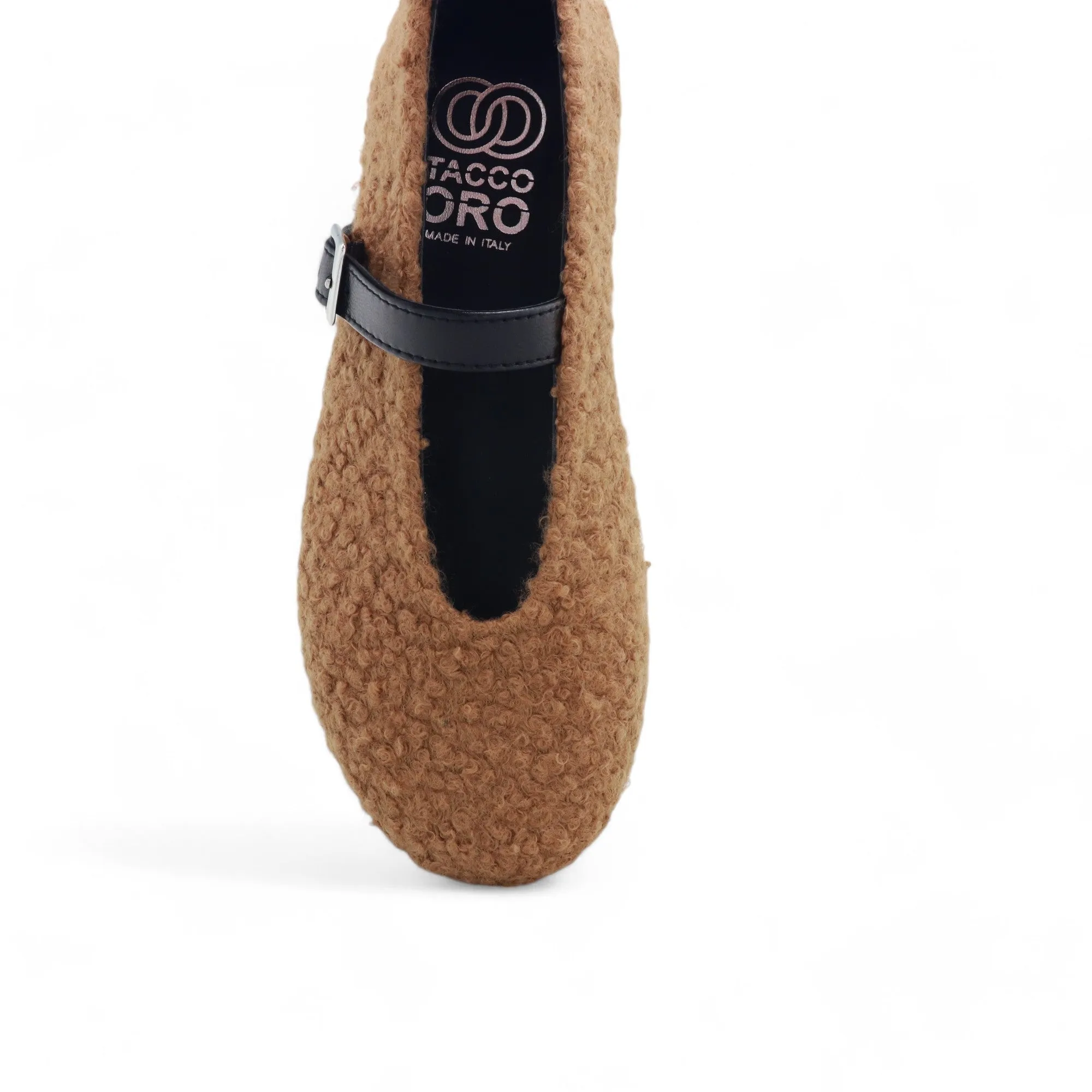 Ballerina Tacco Oro art.111 montone cuoio