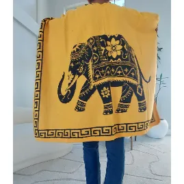 Blanket Shawl/ Poncho Reversible Two Tone Throw- Elephant Print Sweater