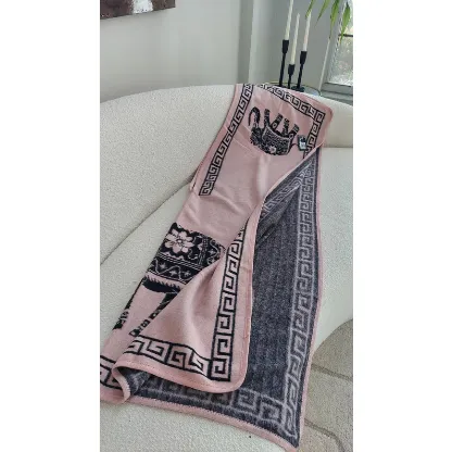 Blanket Shawl/ Poncho Reversible Two Tone Throw- Elephant Print Sweater