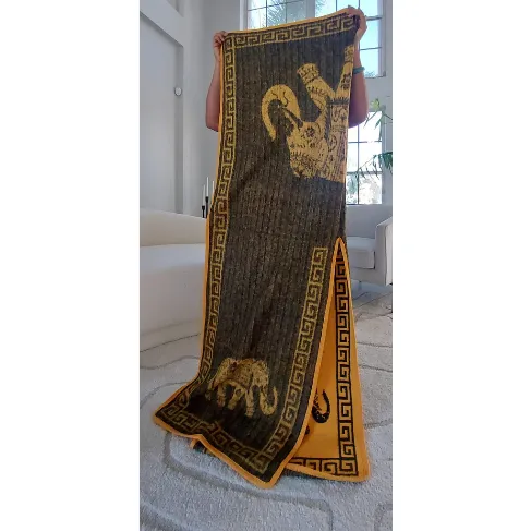 Blanket Shawl/ Poncho Reversible Two Tone Throw- Elephant Print Sweater