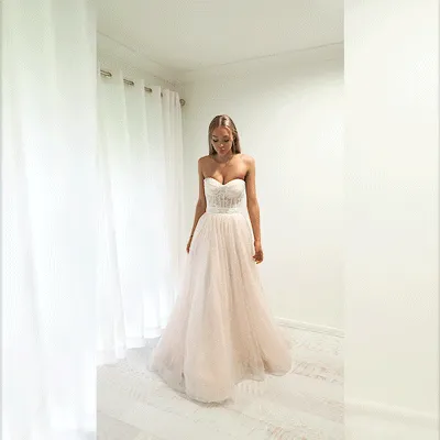 Blush tulle bustier corset dress
