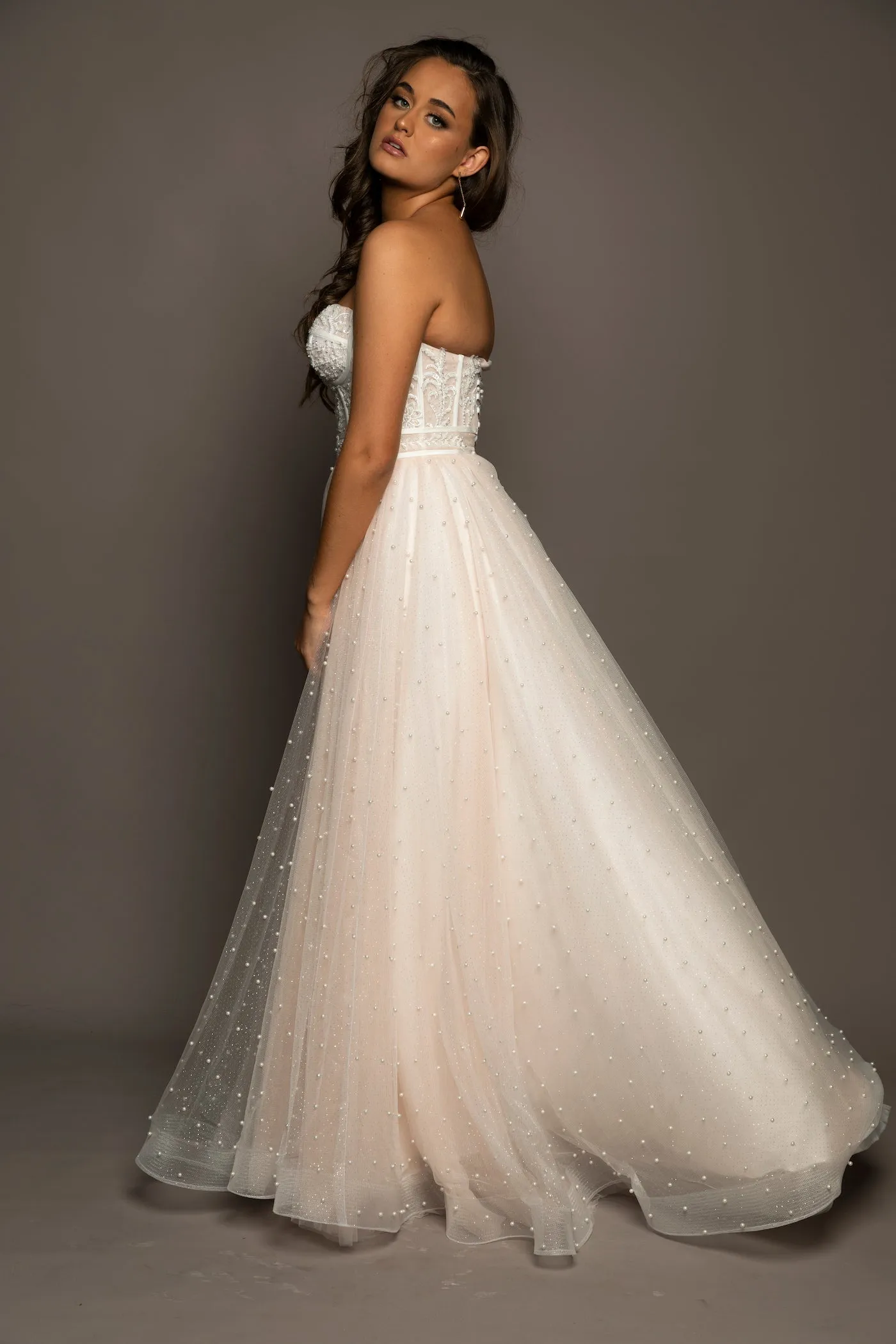 Blush tulle bustier corset dress