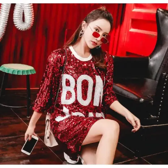 Bon Jour Sequin Mid-length Dress