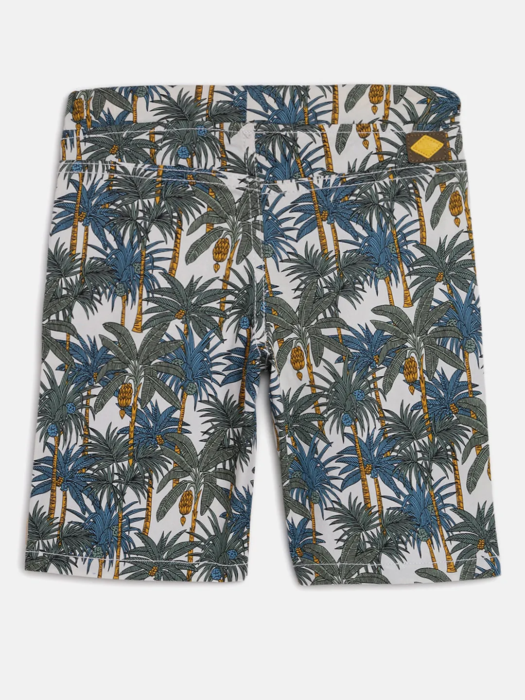Boys White Overall Printed Shorts