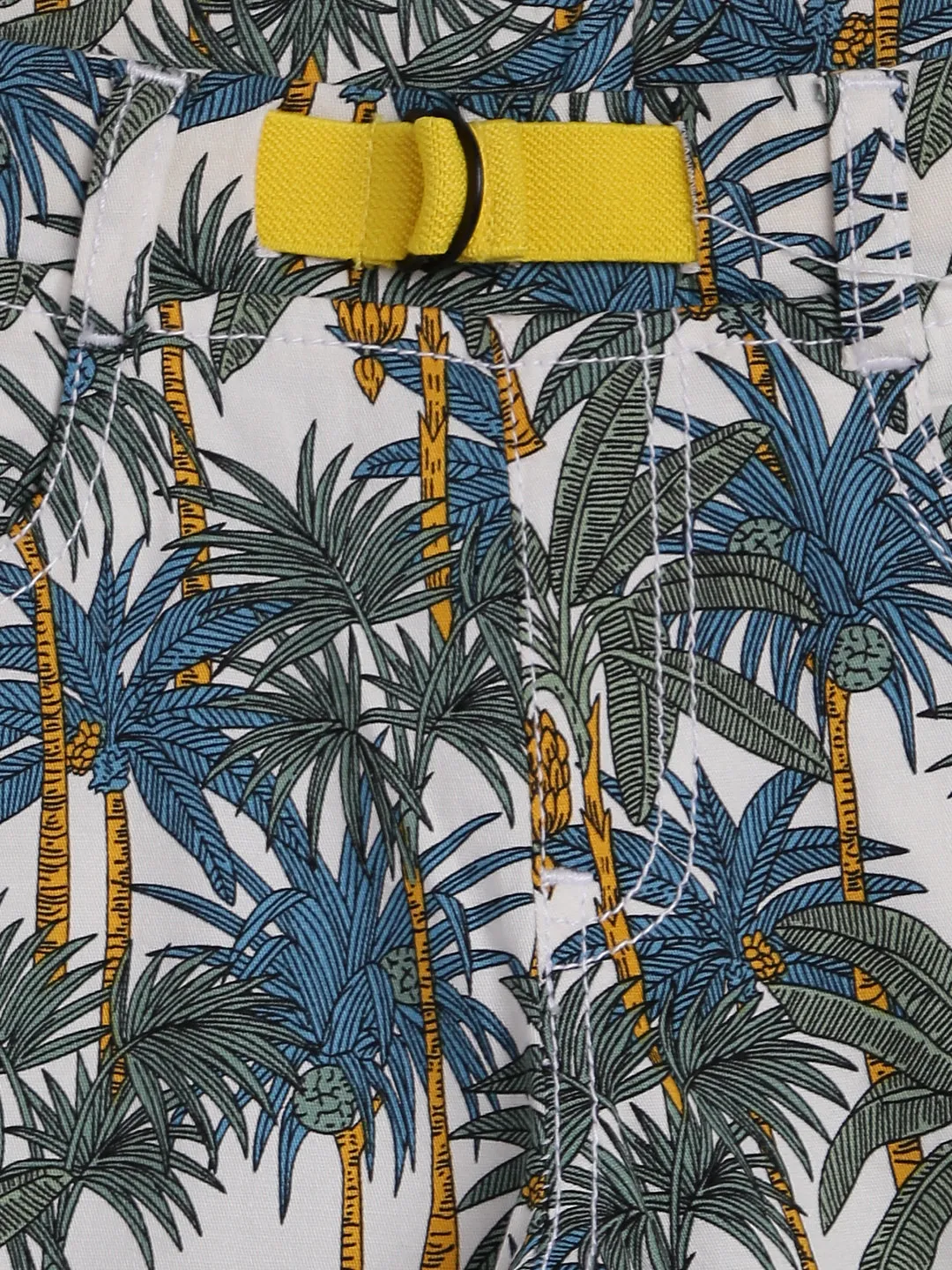 Boys White Overall Printed Shorts