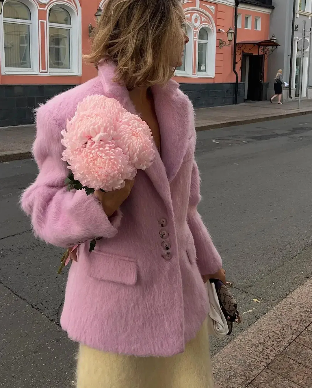 Chic Pink wool large fit blazer jacket fall coat