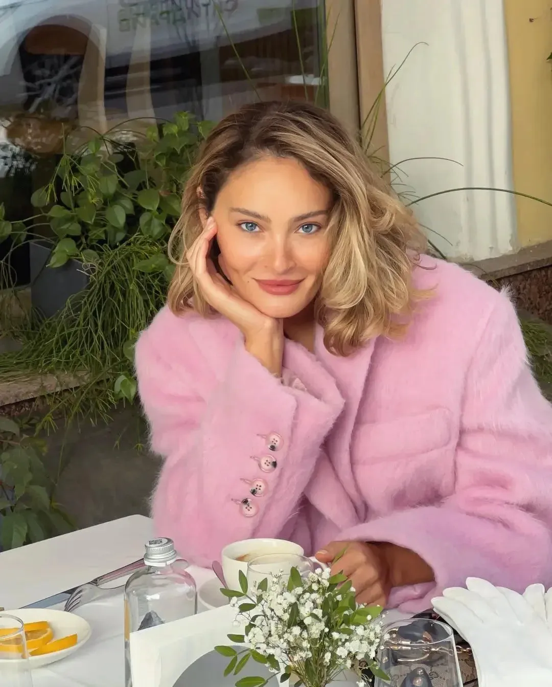 Chic Pink wool large fit blazer jacket fall coat