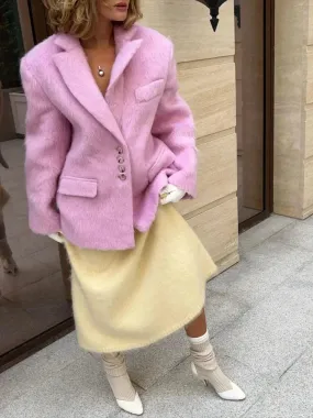 Chic Pink wool large fit blazer jacket fall coat