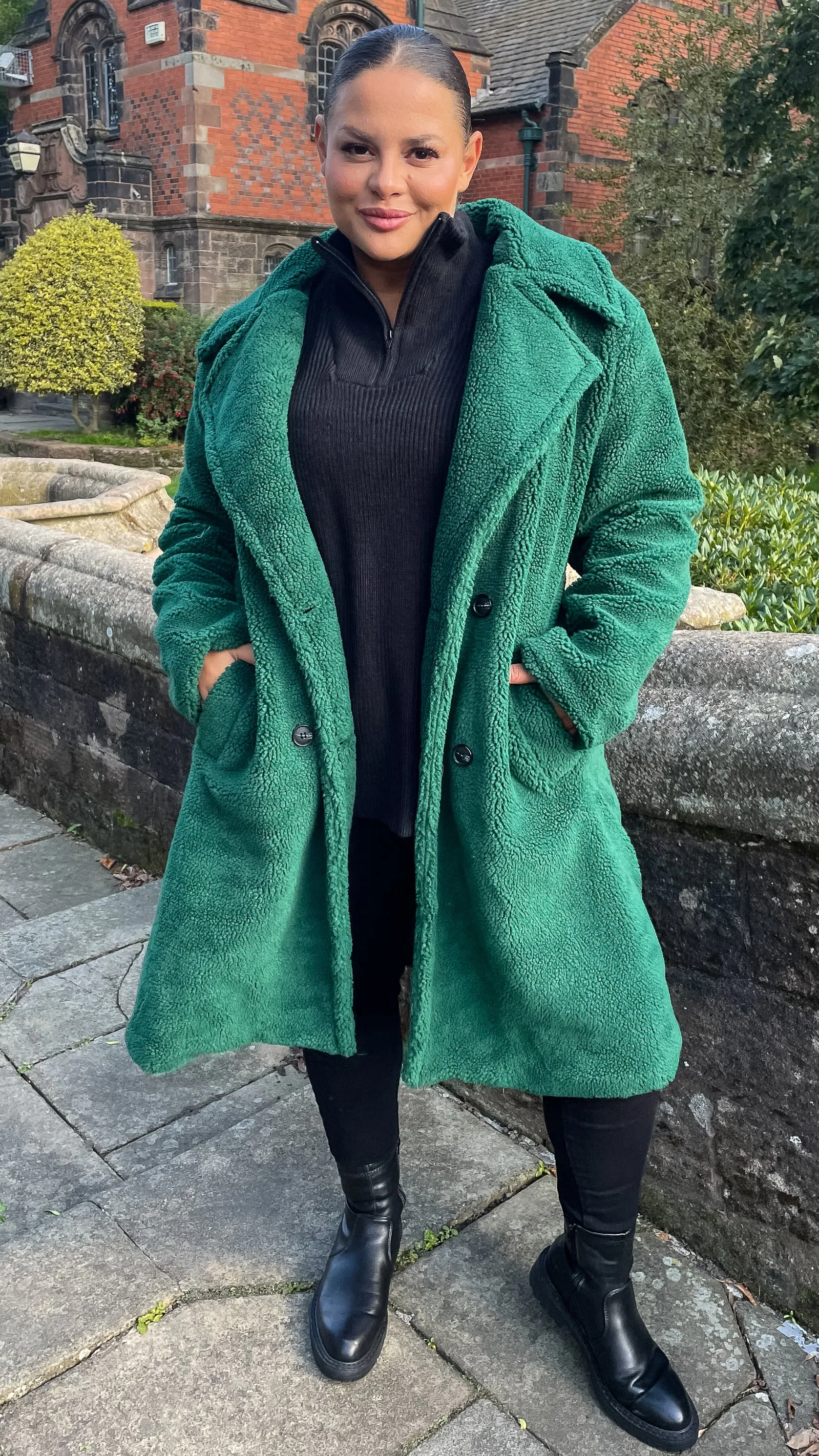 CurveWow Teddy Coat Green