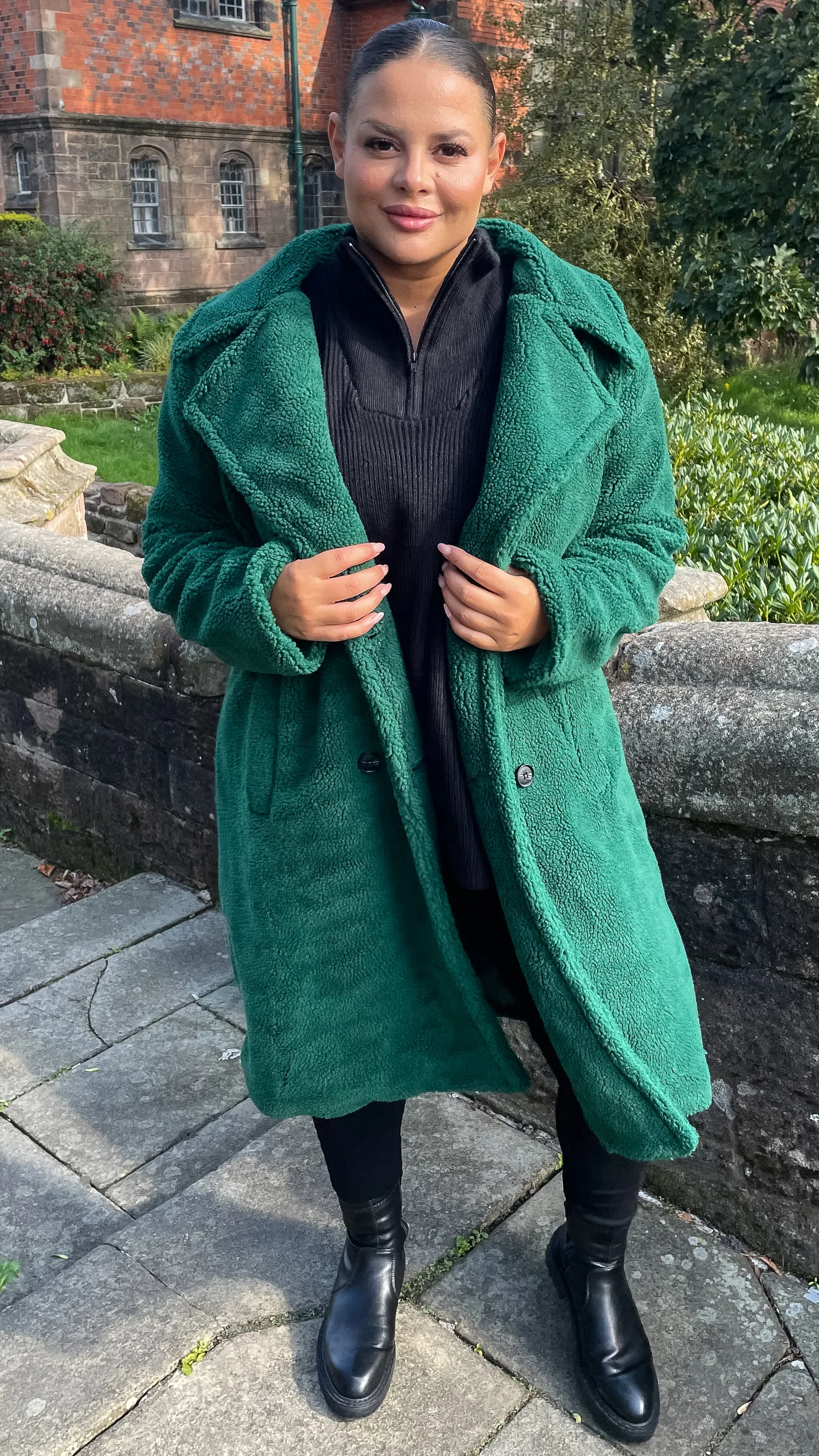 CurveWow Teddy Coat Green
