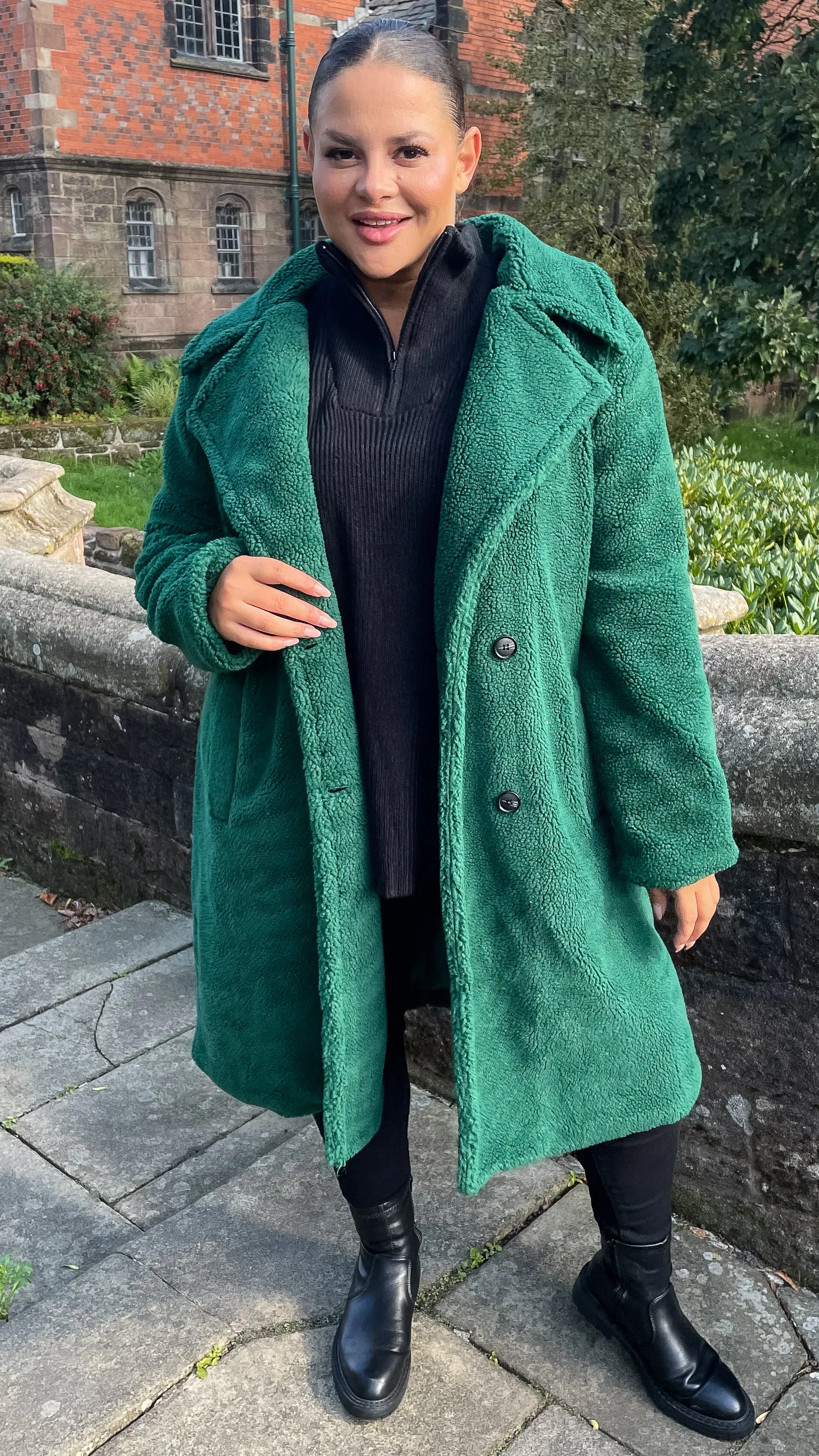CurveWow Teddy Coat Green
