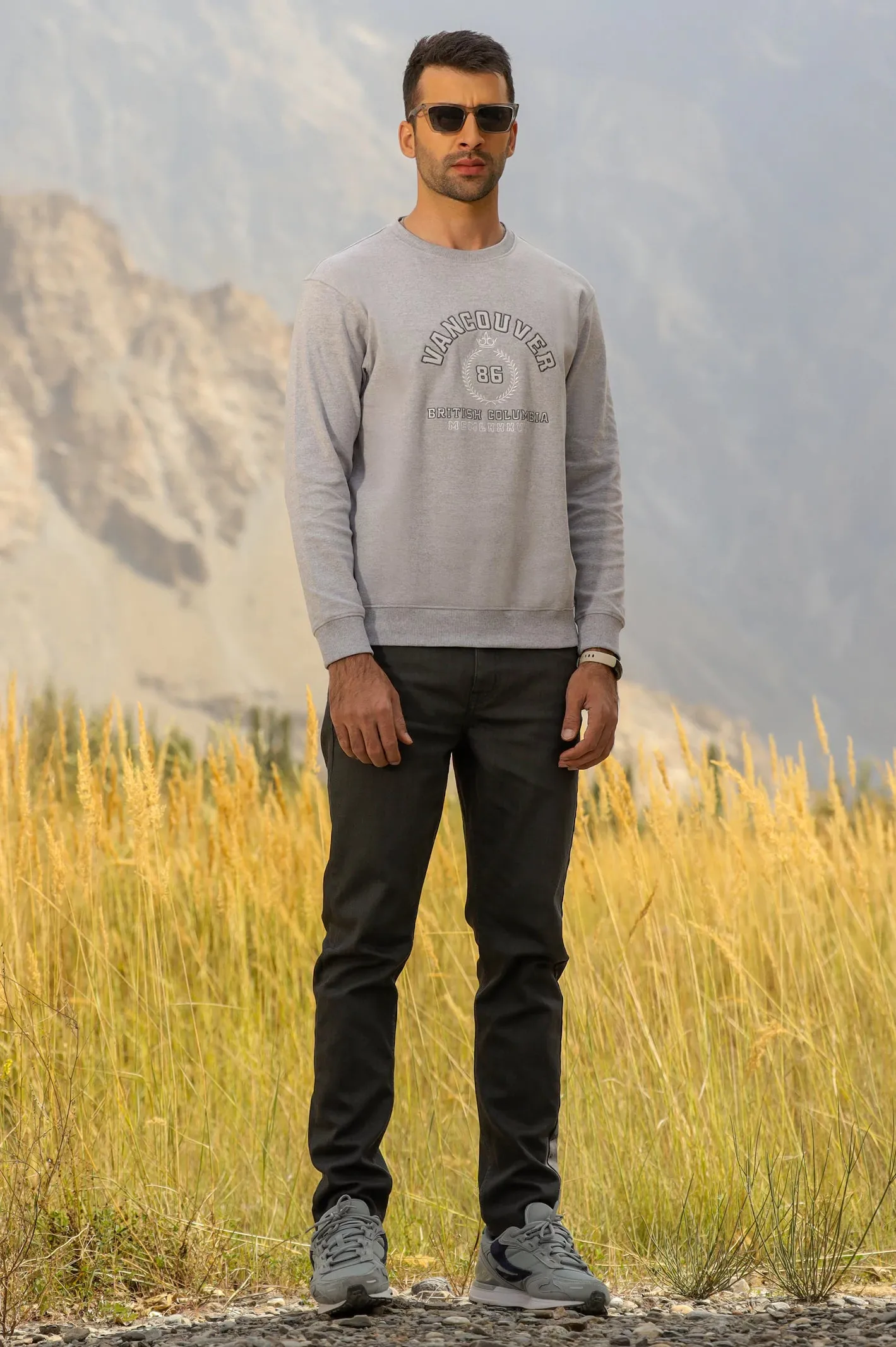 Dark Grey Embroidered Sweatshirt