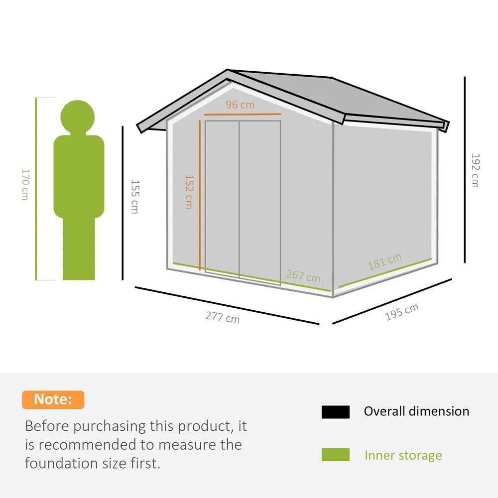 Durable 9x6 ft Metal Garden Shed