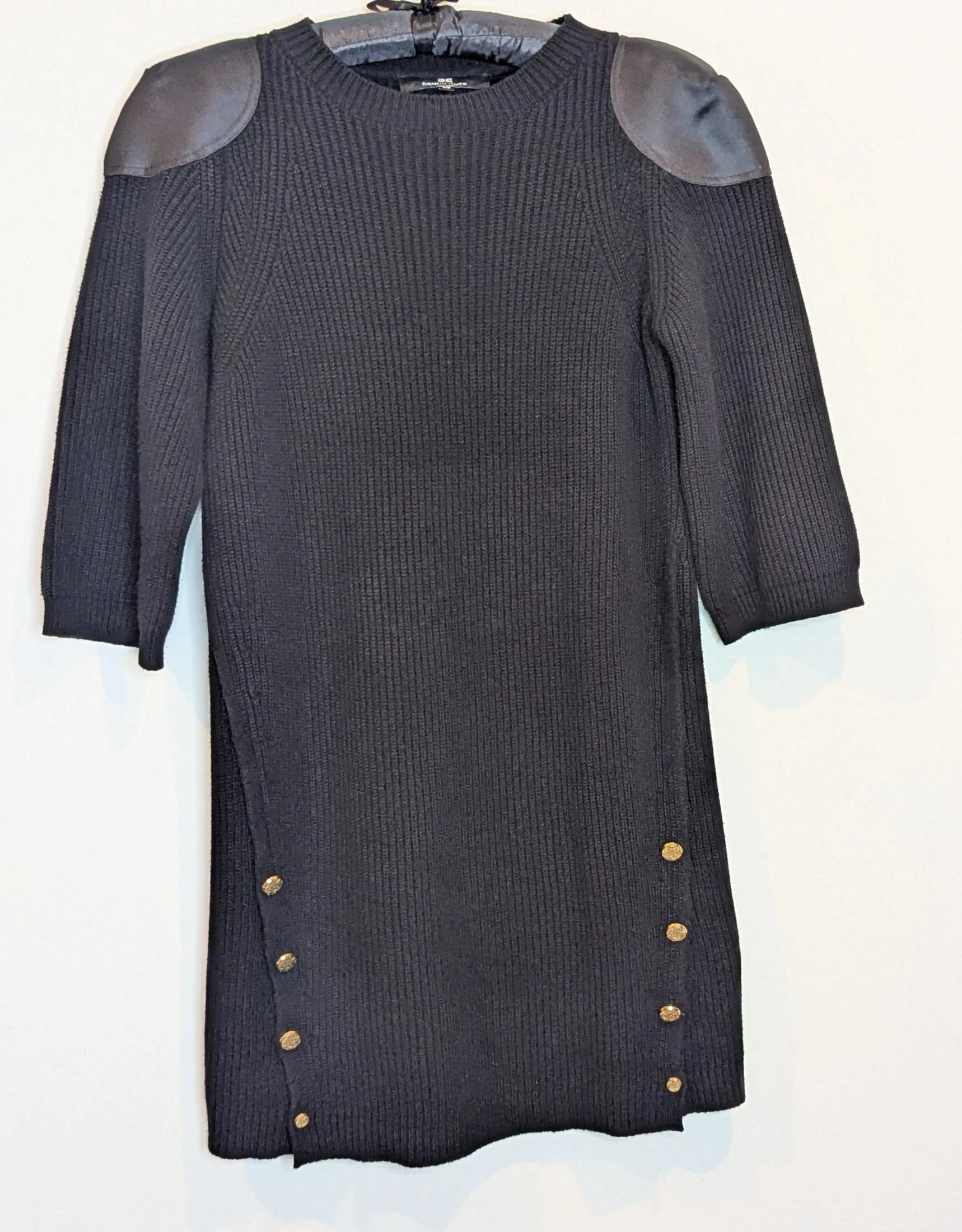 Elisabetta Franchi Black Sweater Knit Dress
