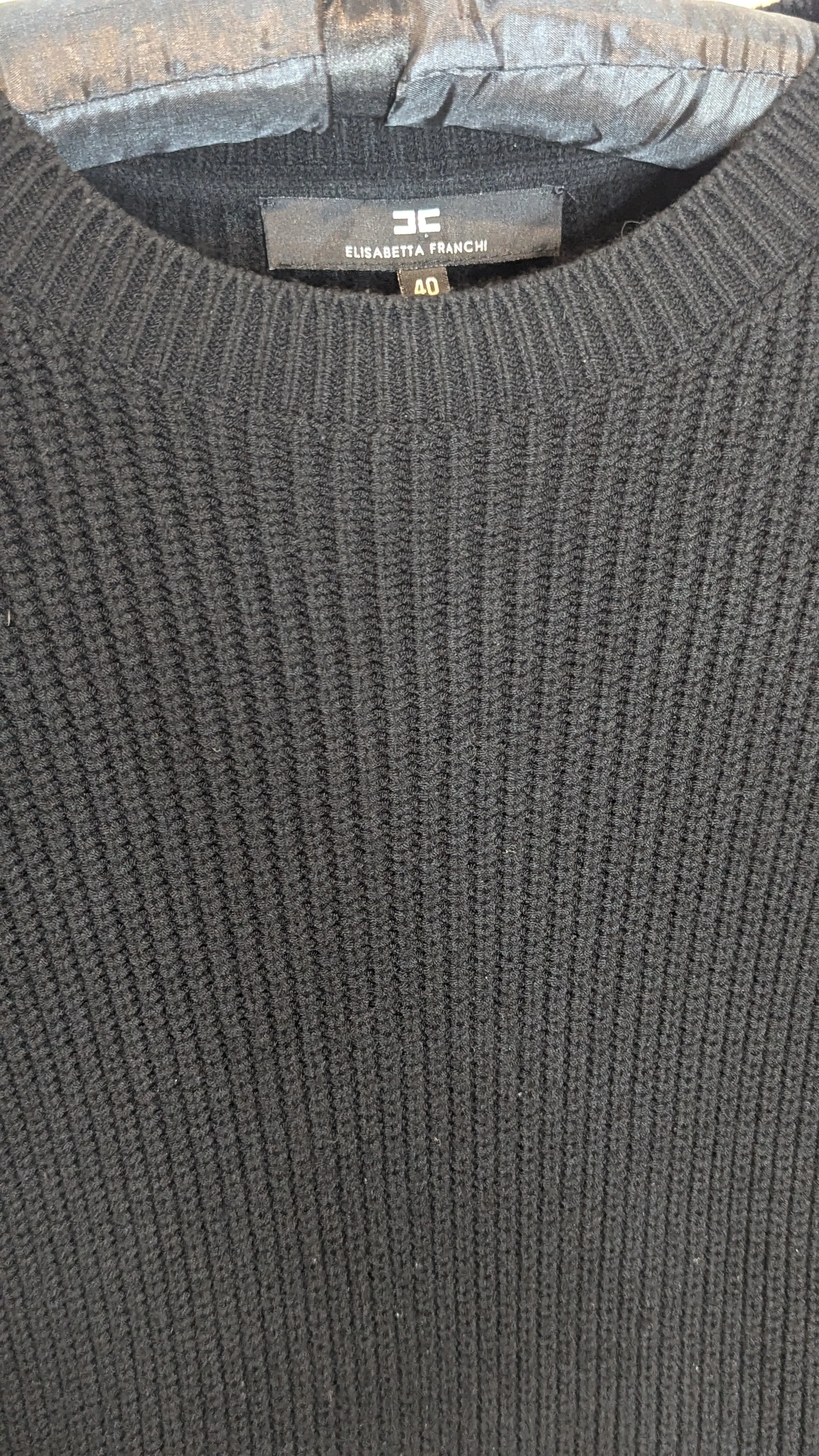 Elisabetta Franchi Black Sweater Knit Dress