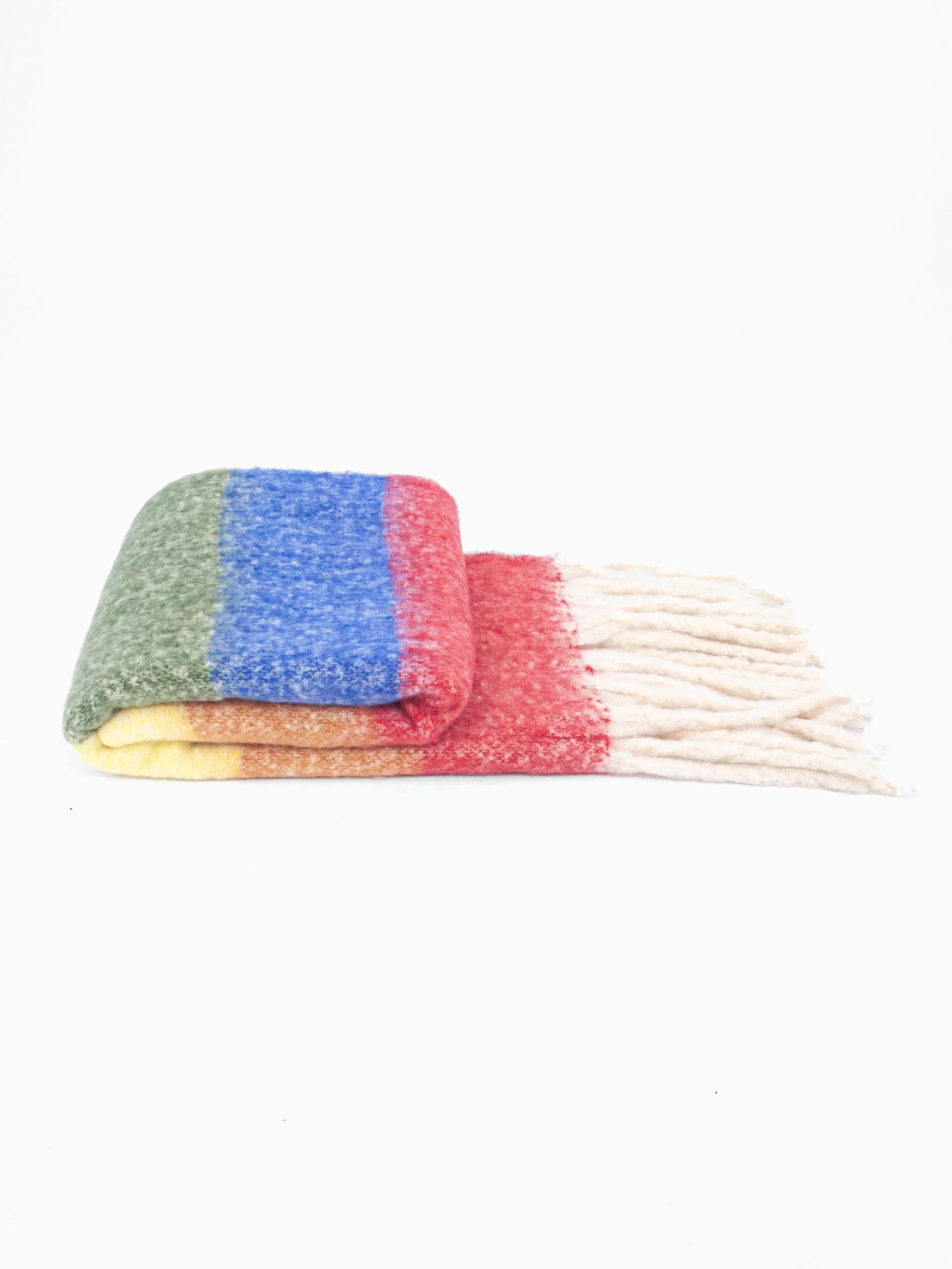 Eliza Heavyweight Scarf - Multi, Horizontal Rainbow Stripe
