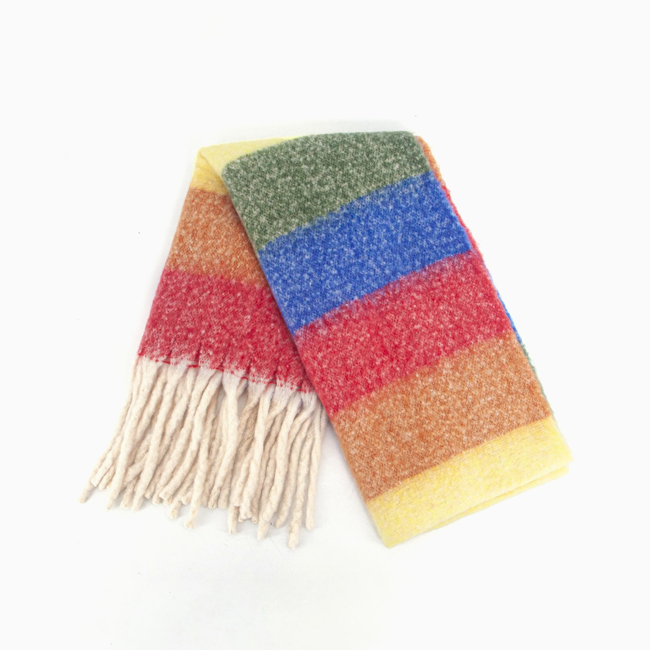 Eliza Heavyweight Scarf - Multi, Horizontal Rainbow Stripe