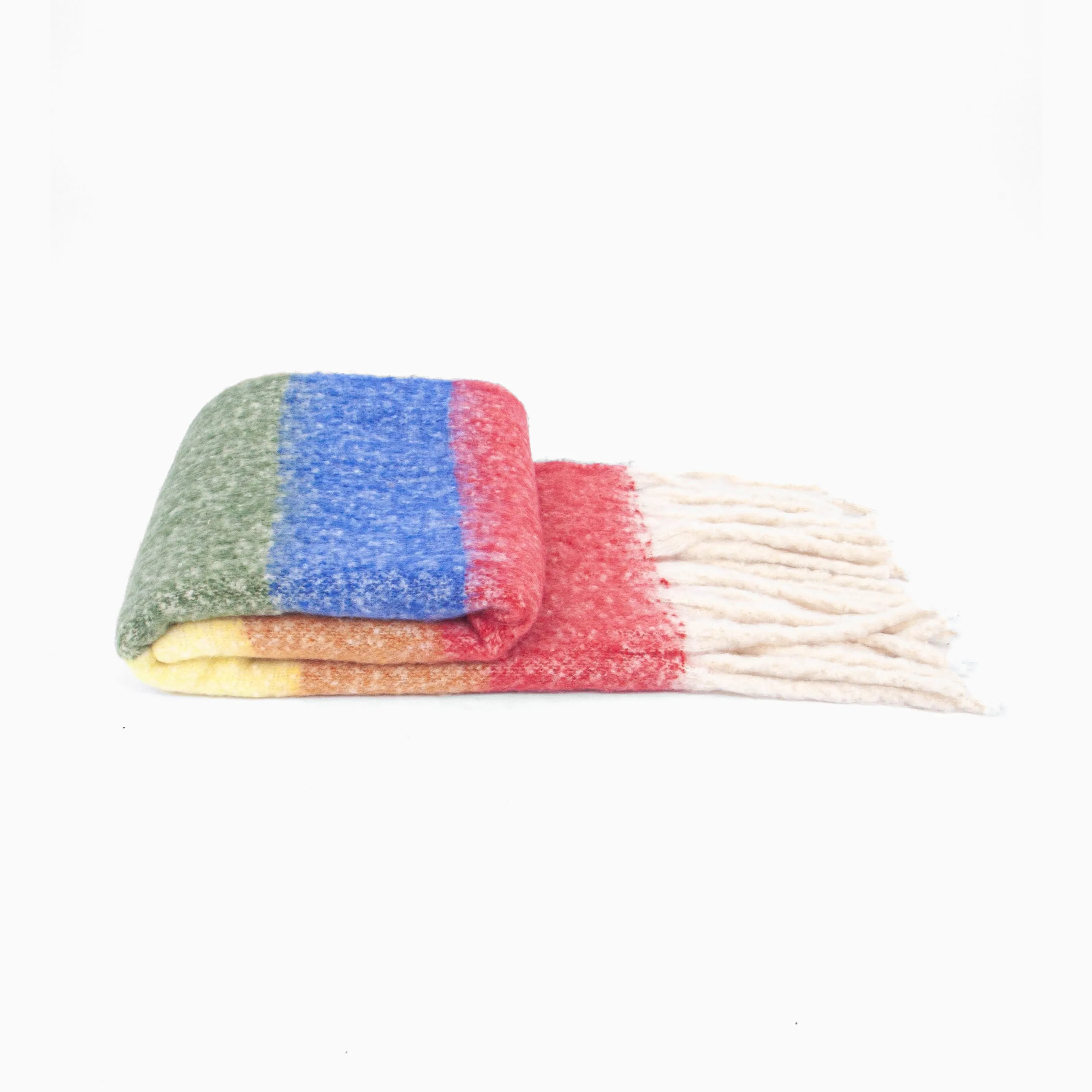 Eliza Heavyweight Scarf - Multi, Horizontal Rainbow Stripe