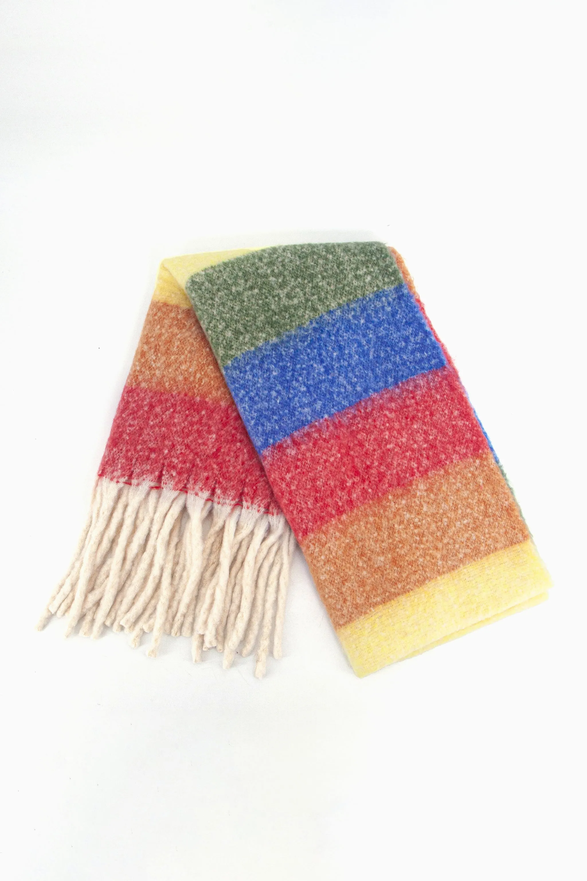 Eliza Heavyweight Scarf - Multi, Horizontal Rainbow Stripe
