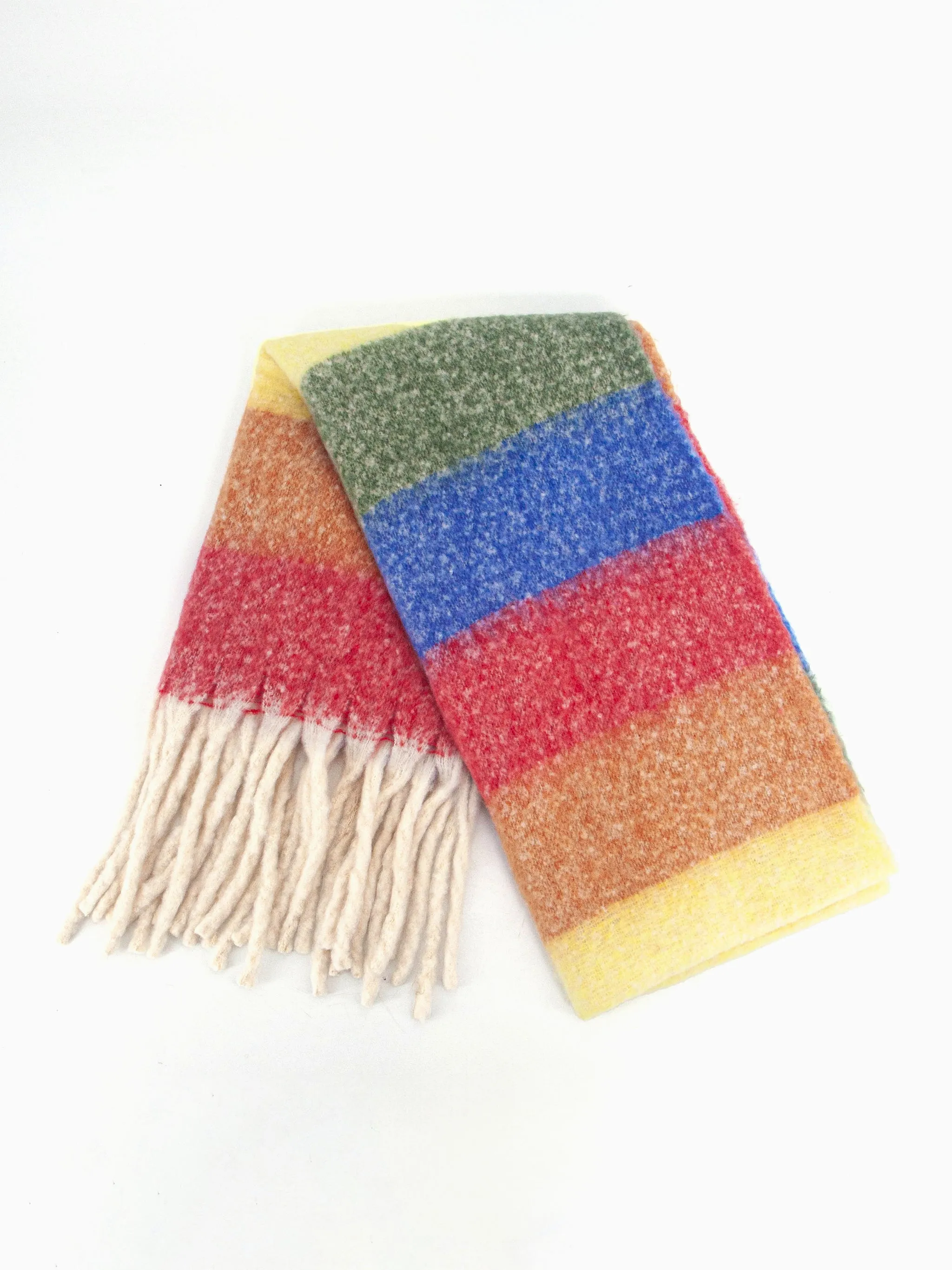 Eliza Heavyweight Scarf - Multi, Horizontal Rainbow Stripe