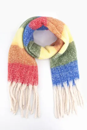 Eliza Heavyweight Scarf - Multi, Horizontal Rainbow Stripe
