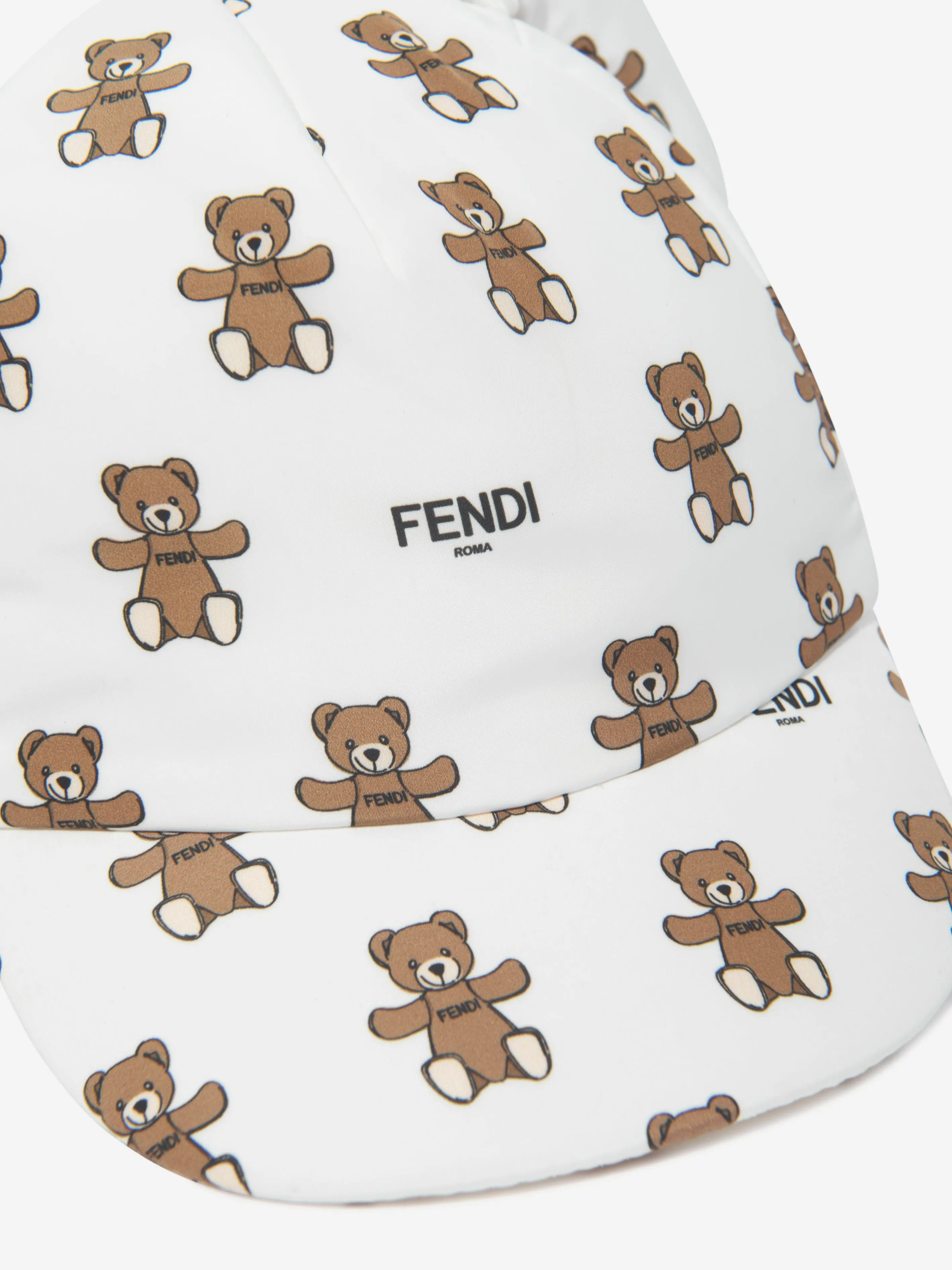 Fendi Baby Teddy Bear Cap in Ivory
