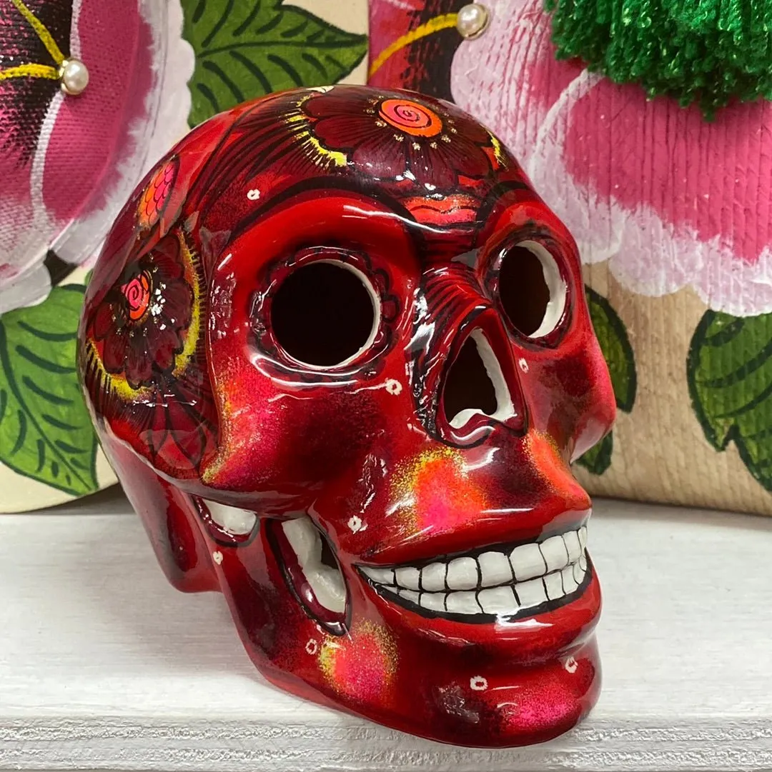 Hand Painted Skull Red