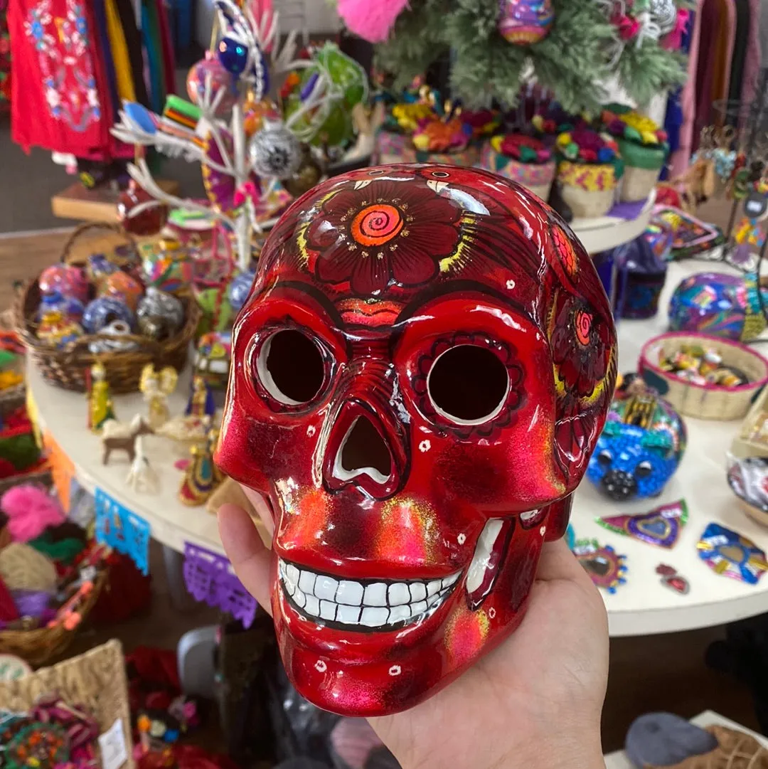 Hand Painted Skull Red