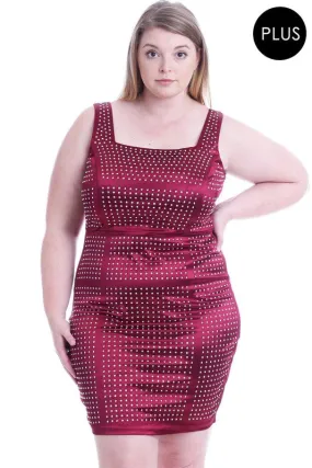 HEAVY KNIT SATIN RHINESTONE DRESS
