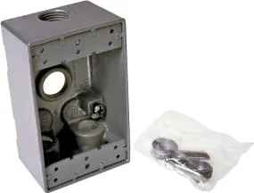 Hubbell 5321-0 Weatherproof Box, 4-Outlet, 1-Gang, Aluminum, Gray, Powder-Coated :EA: QUANTITY: 1