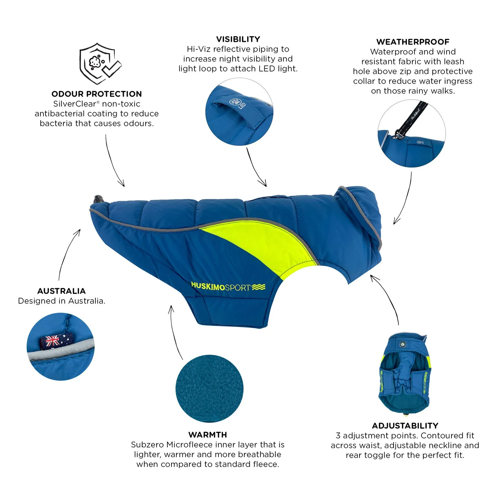 Huskimo Dog Coat Sherpa Tasman Blue