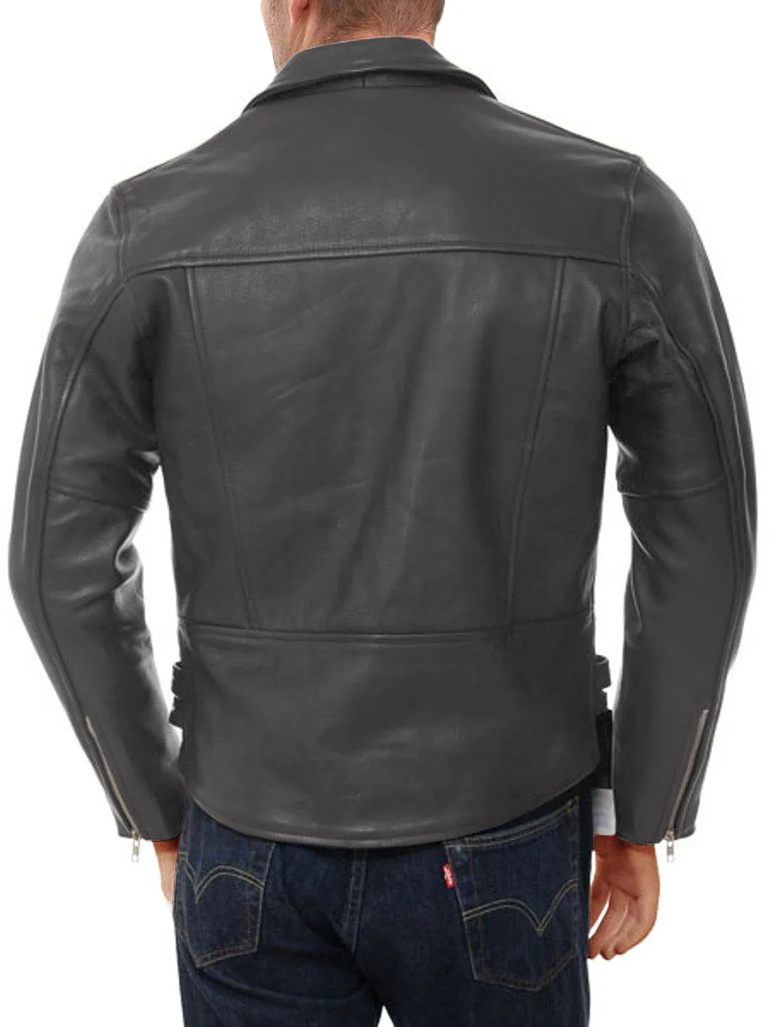 Leather Jackets Hub Mens Genuine Lambskin Leather Jacket (Black, Double Rider Jacket) - 1501104