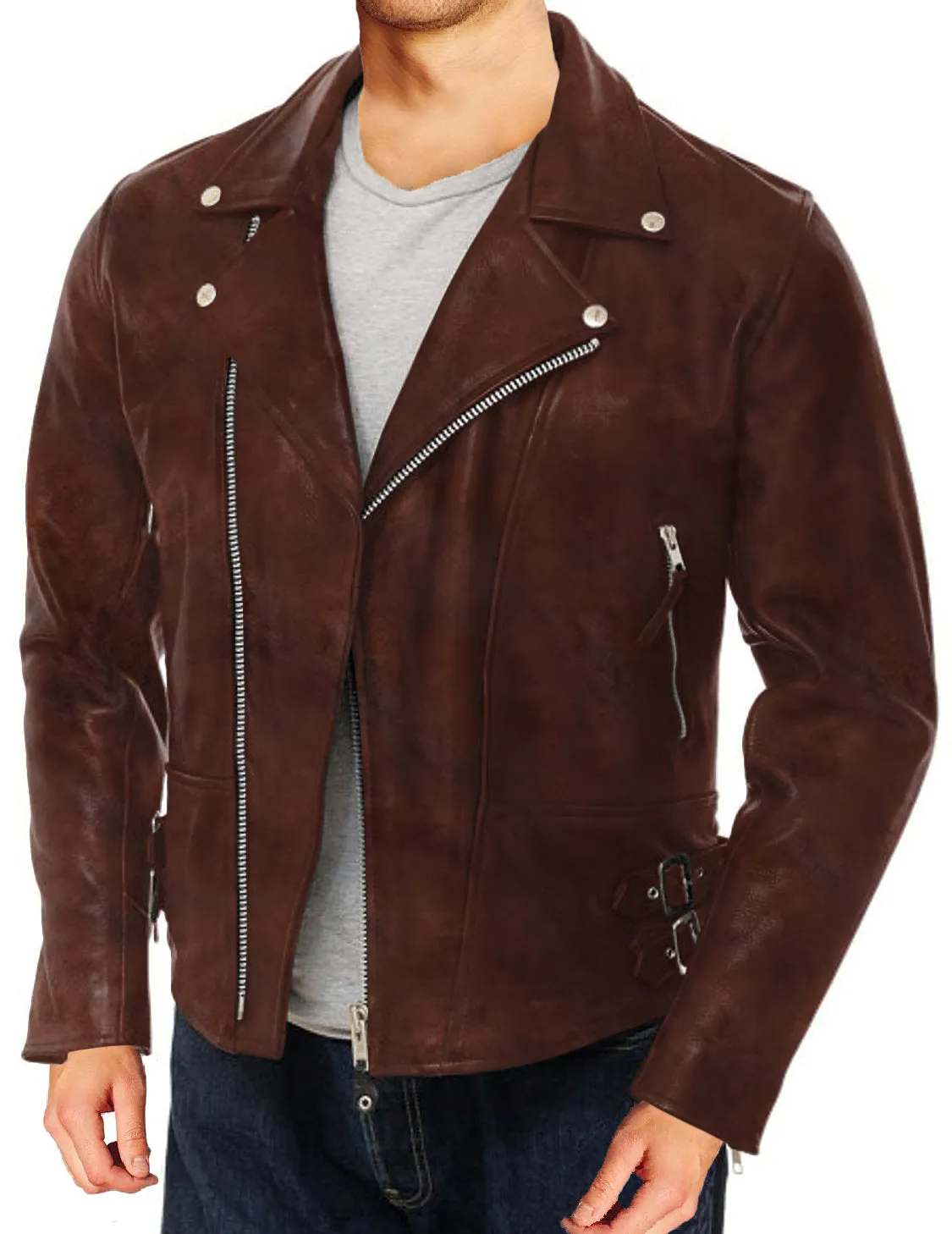 Leather Jackets Hub Mens Genuine Lambskin Leather Jacket (Black, Double Rider Jacket) - 1501104