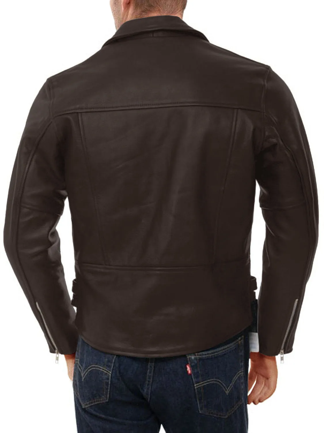 Leather Jackets Hub Mens Genuine Lambskin Leather Jacket (Black, Double Rider Jacket) - 1501104
