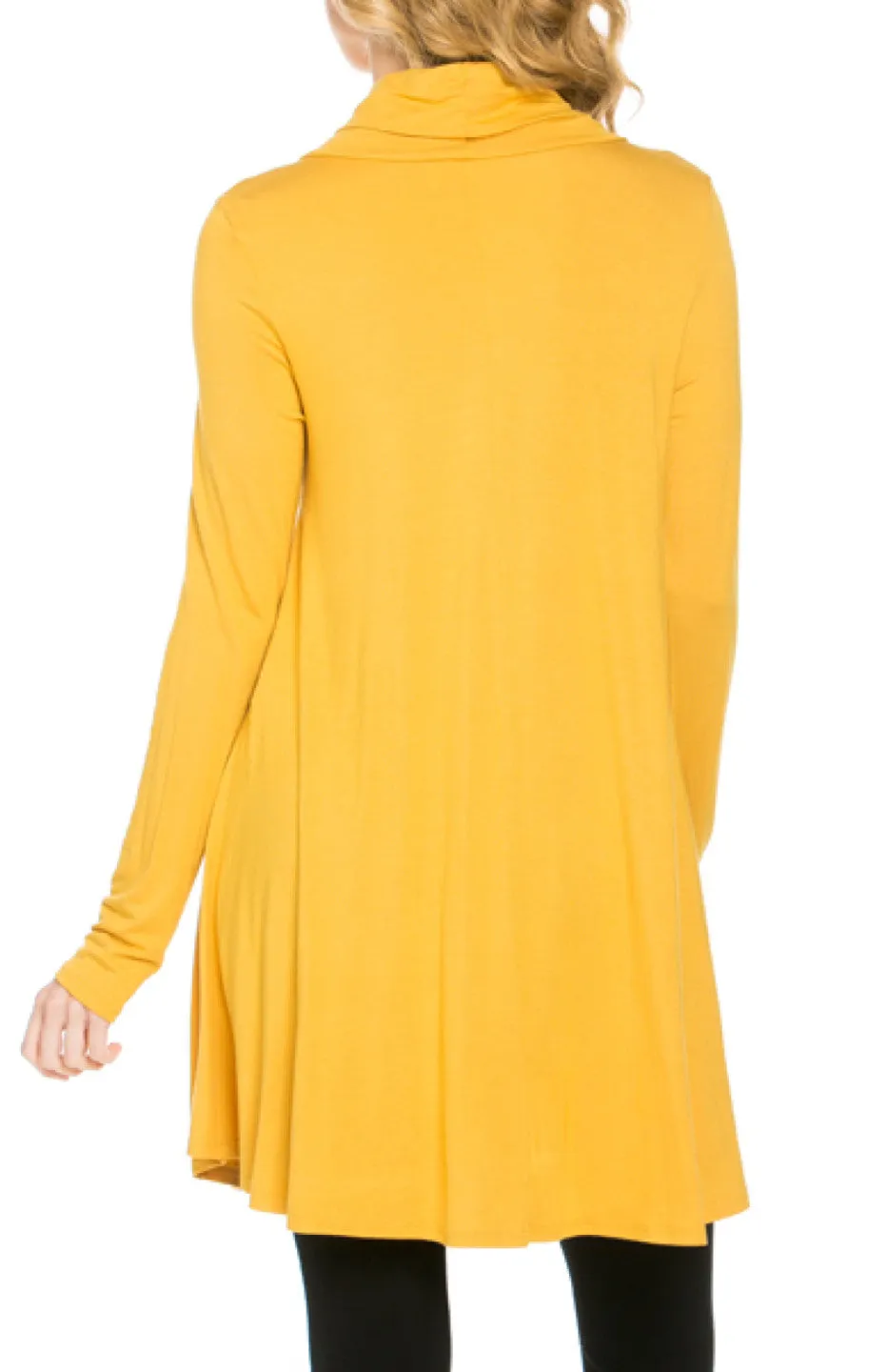 Long Sleeve Cowl Neck A-Line Tunic Dress