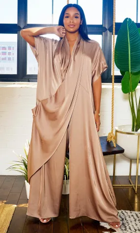Luxe Drape Loose Fit Jumpsuit - Bronze PREORDER Ships End March