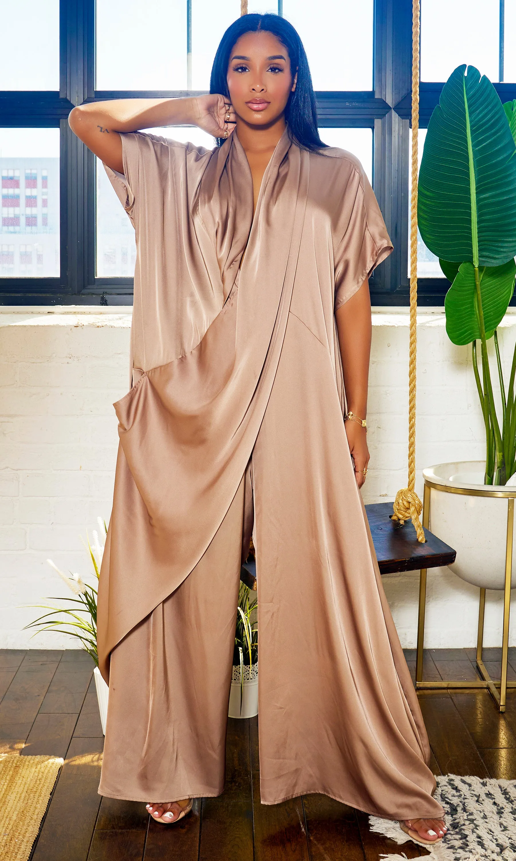 Luxe Drape Loose Fit Jumpsuit - Bronze PREORDER Ships End March