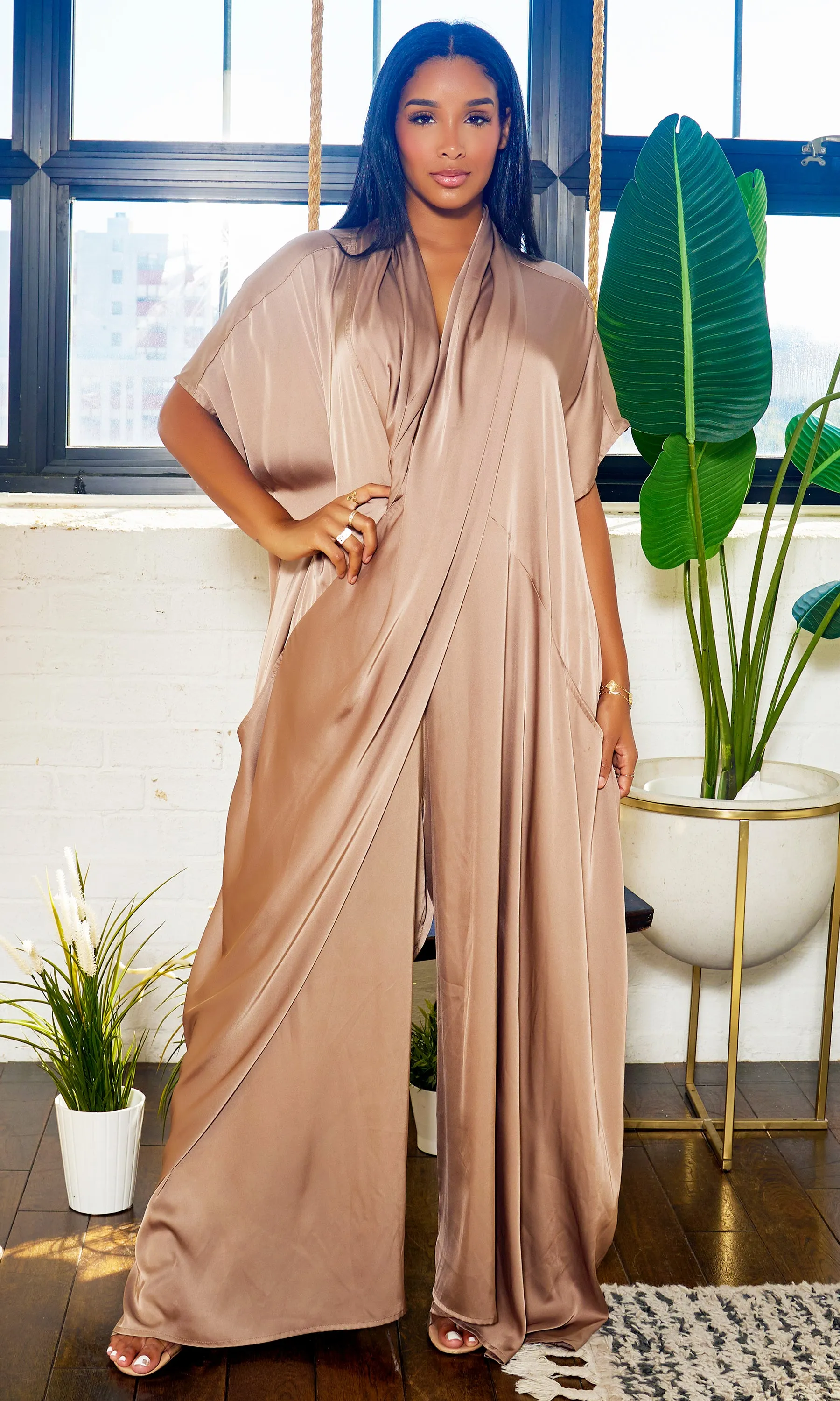 Luxe Drape Loose Fit Jumpsuit - Bronze PREORDER Ships End March