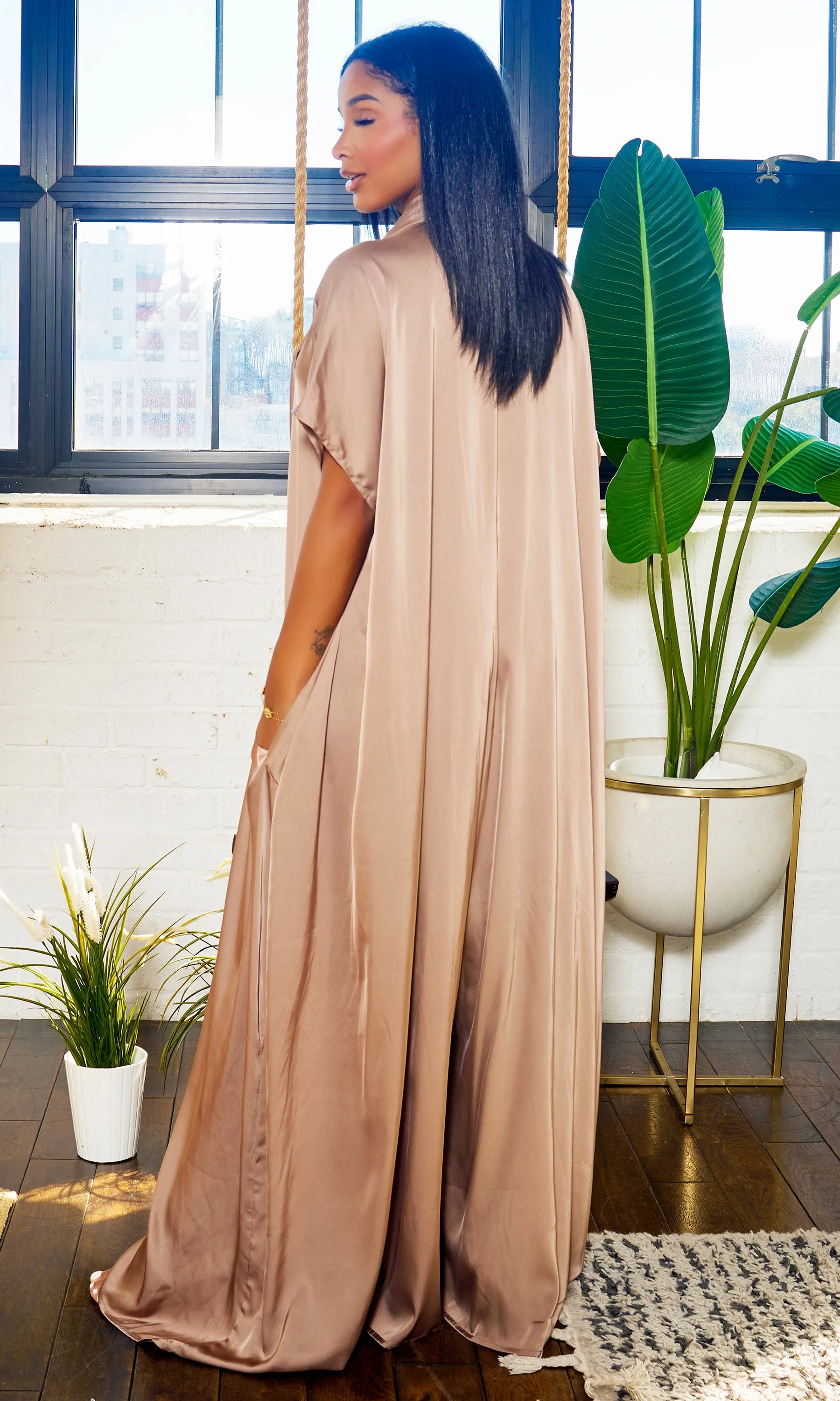 Luxe Drape Loose Fit Jumpsuit - Bronze PREORDER Ships End March