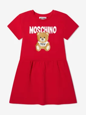 Moschino Girls Teddy Logo Dress in Red