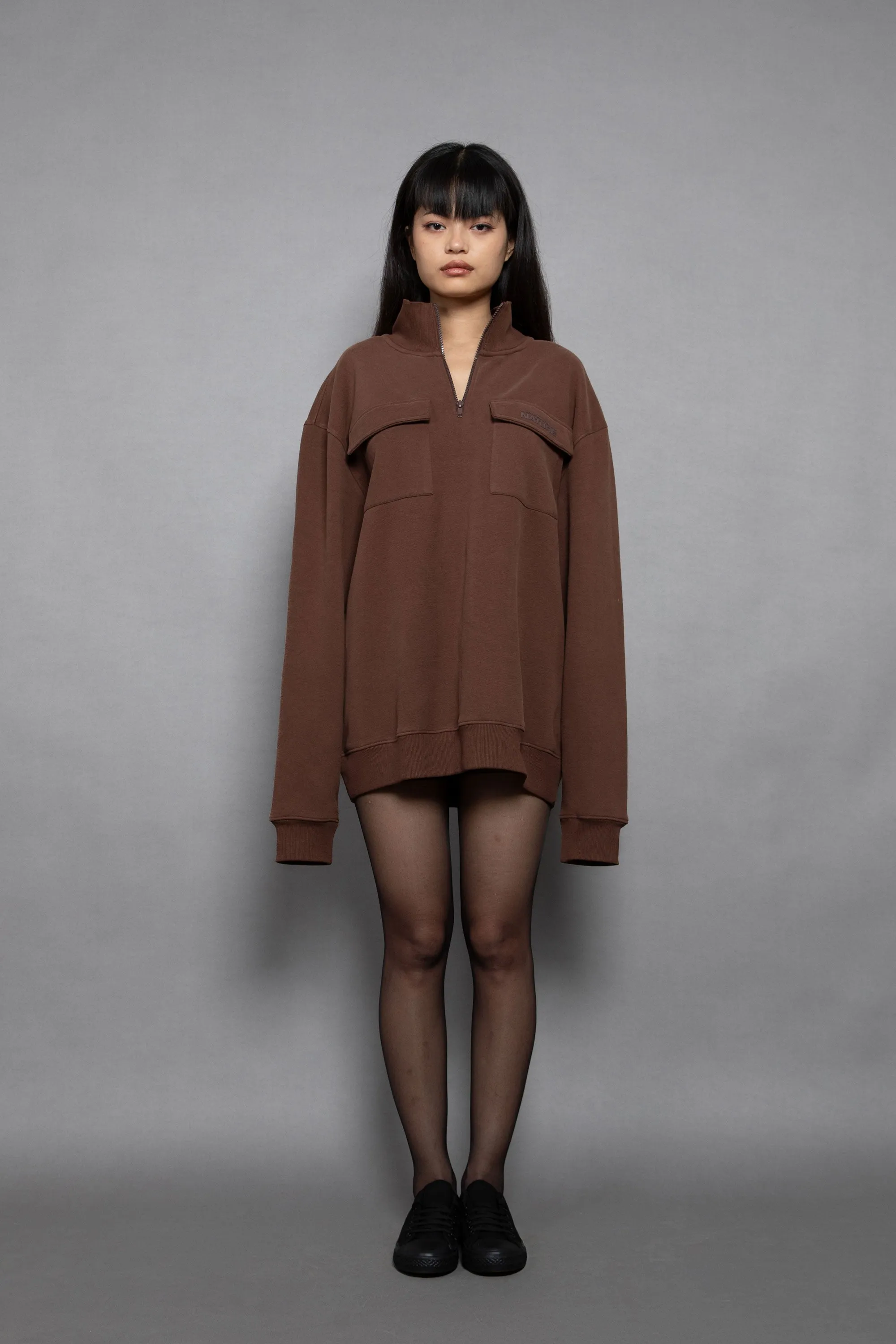 ORGANIC BLENDED HIGH-NECK PULLOVER