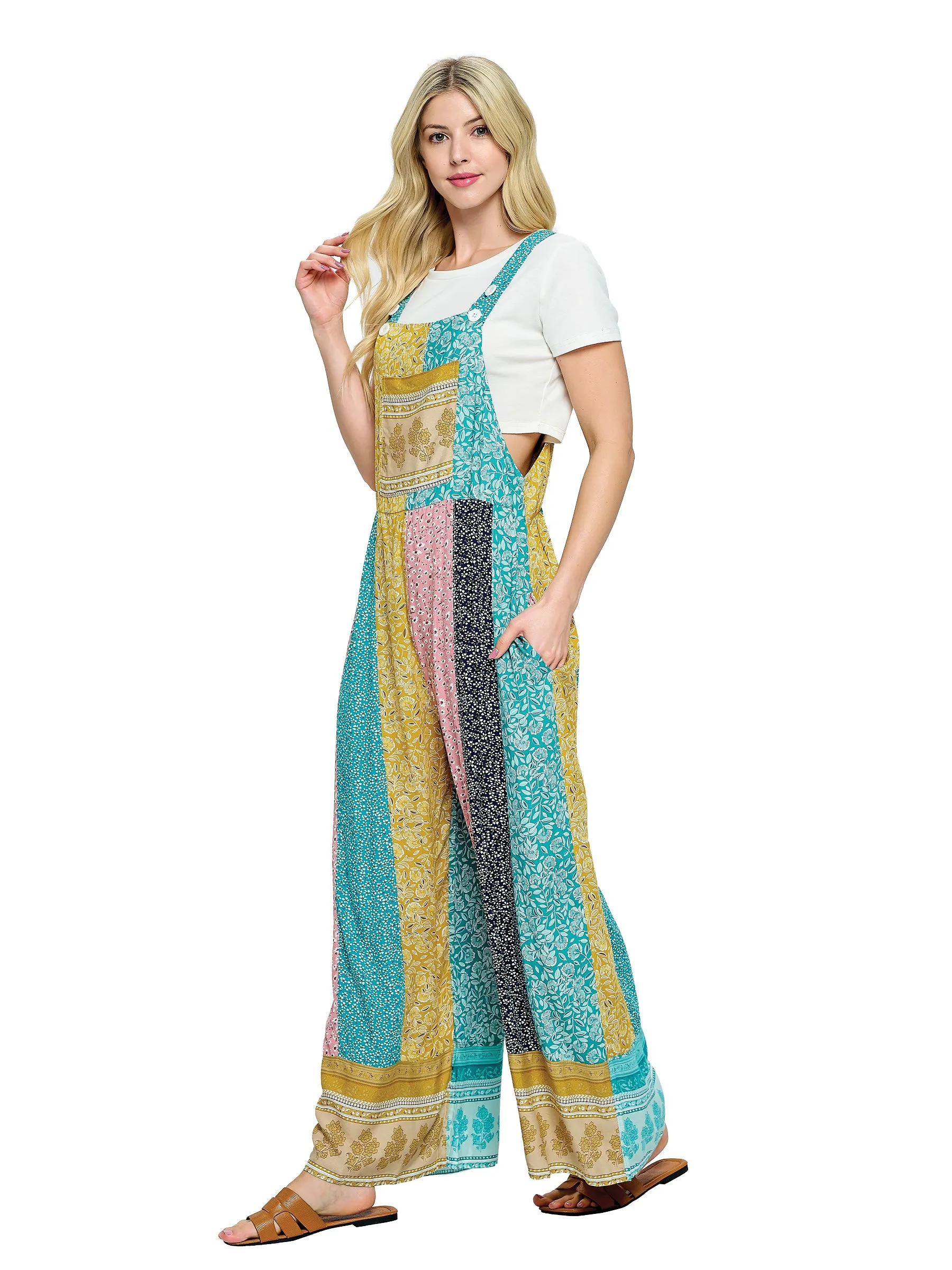 Overall Boho Floral Patchwork