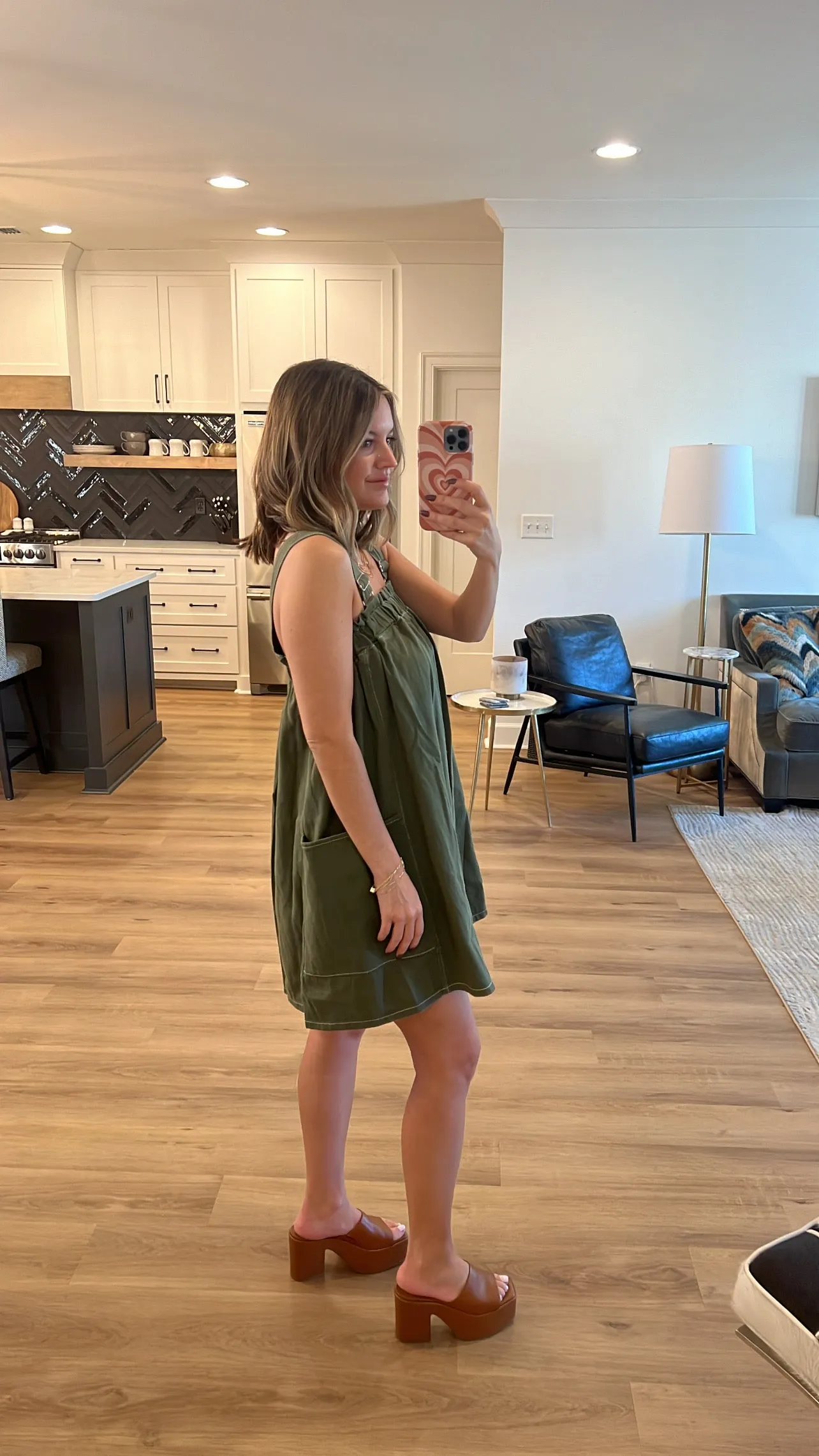 Overall Cotton Dress, Olive