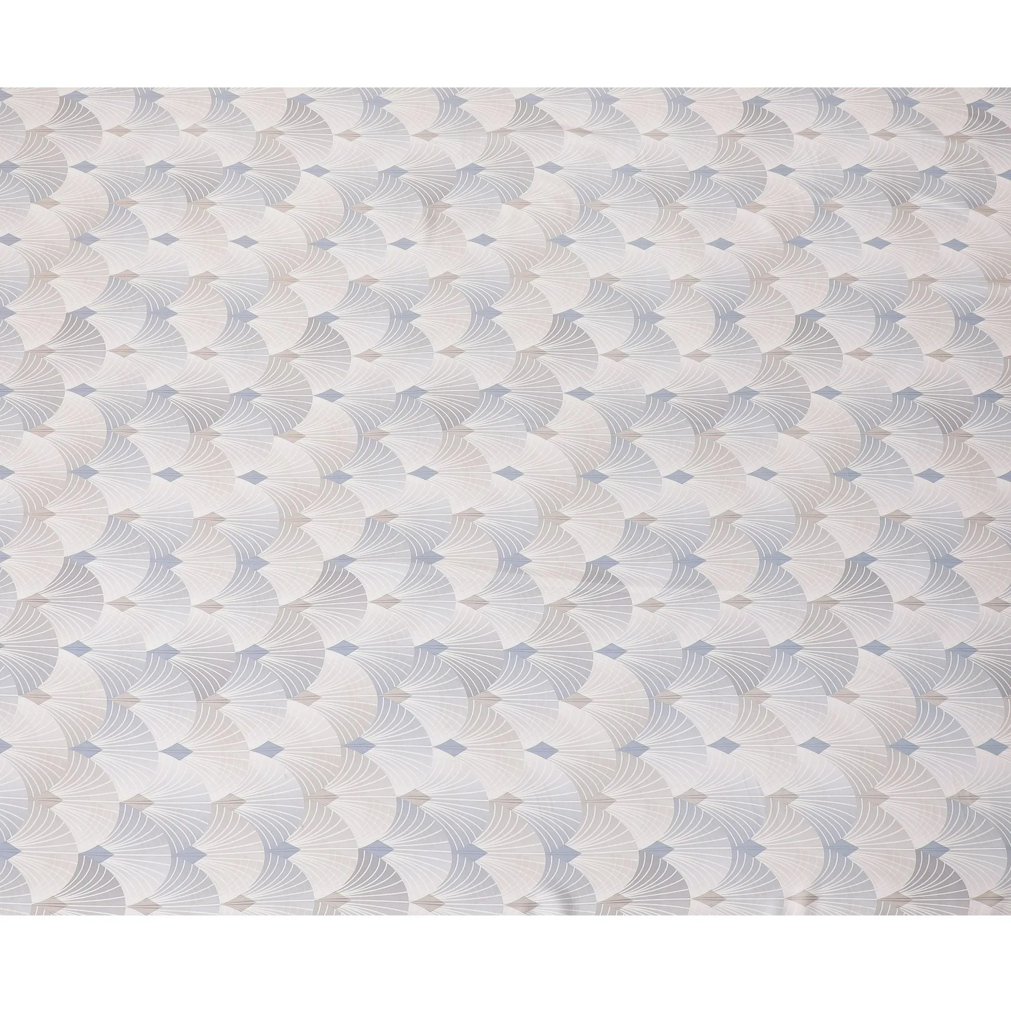Pale brown synthetic satin fabric with multicolor print in leaf design-D16842