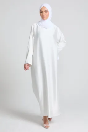 Premium White Satin Inner Slip Dress WITH LINING  - LONG SLEEVE