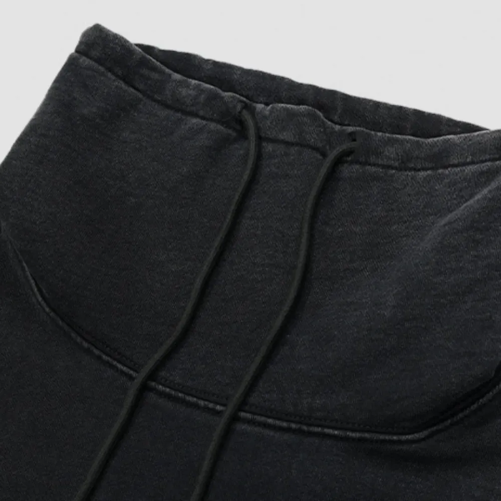 "High Collar Washed Letter" Sweatshirt