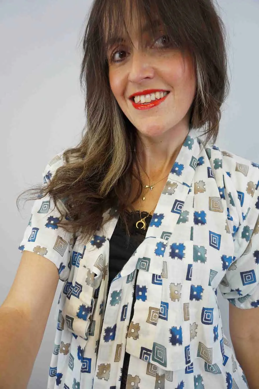 Short Vintage Geometric Print Kimono Jacket