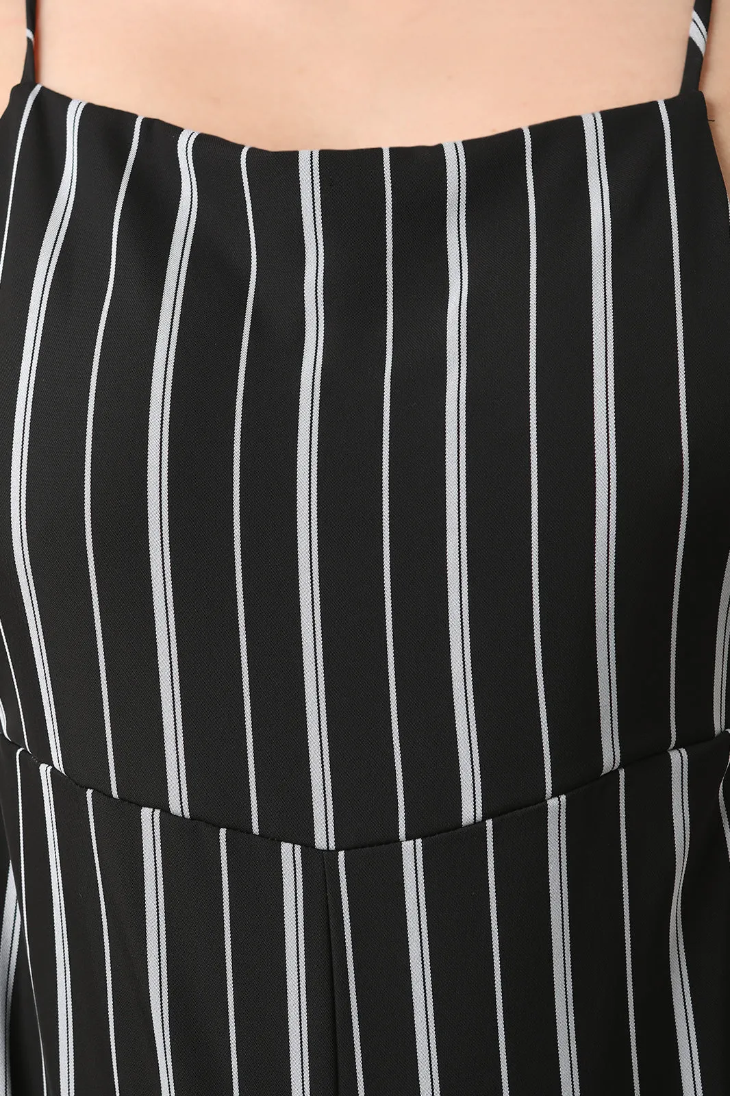 Stripe Tie Shoulder Overall Jumpsuit