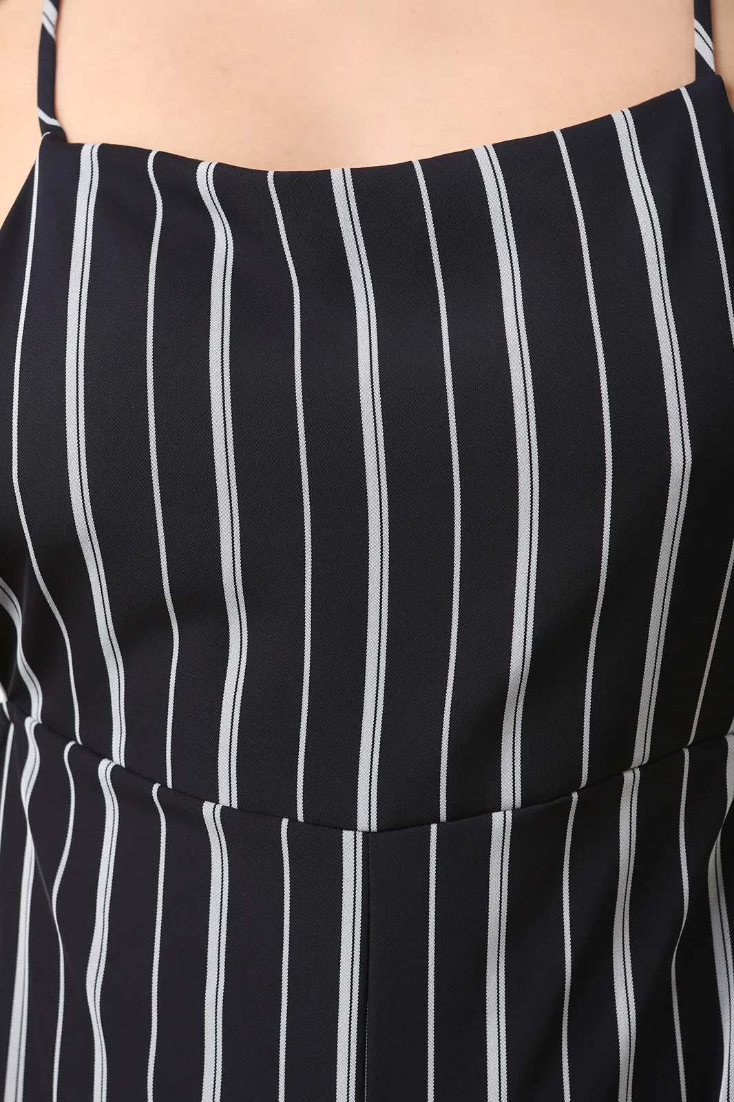 Stripe Tie Shoulder Overall Jumpsuit
